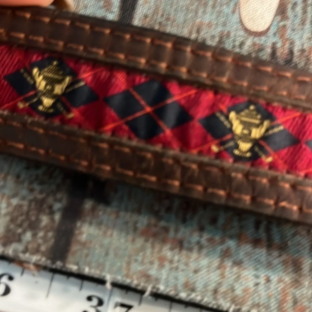 YRI Bermuda Golf Club Leather Belt Oil Tanned Harnessed Tartan Plaid 38 USA